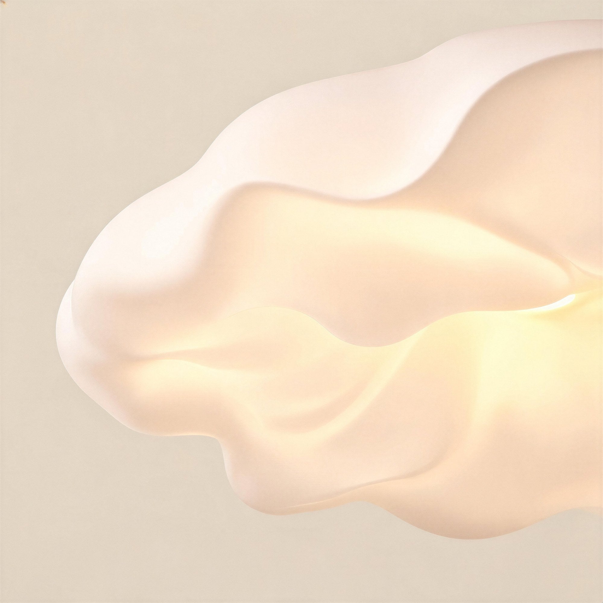 Close-up of the softly rippled cream acrylic shade glowing warmly from within, showing organic wabi-sabi curves and matte finish.